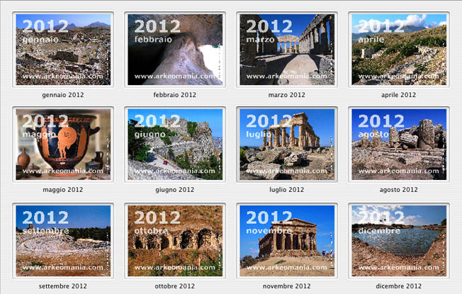 Calendario dell'anno 2012 con immagini della Sicilia - Download gratis - Fare click per visualizzarlo