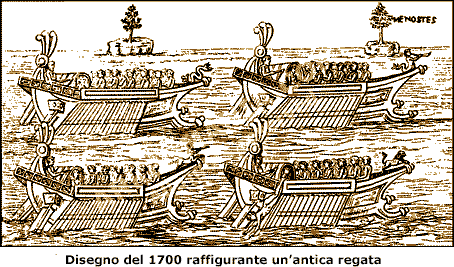 Una antica gara navale in un disegno del 1700