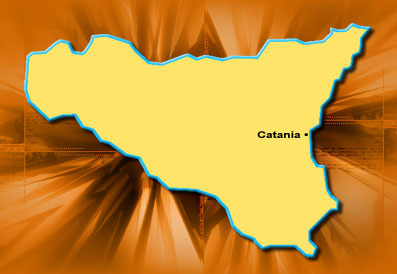 Mappa dell'itinerario turistico - archeologico nella città di Catania. Un viaggio nell' archeologia di Catania.