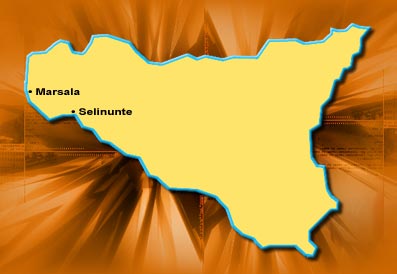 Mappa delle località dell'itinerario turistico greco-romano in provincia di Trapani
