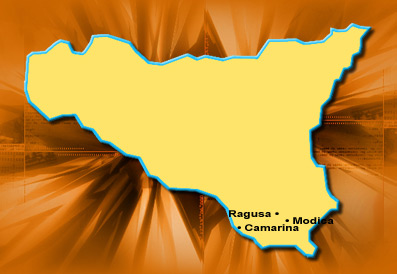 Mappa delle località dell'itinerario turistico archeologico in provincia di Ragusa, con viaggi a Ragusa, Camarina e Modica