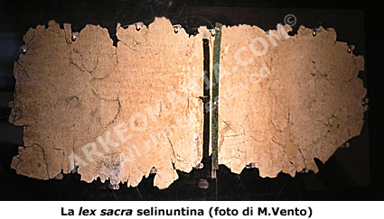La Lex Sacra proveniente da Selinunte
