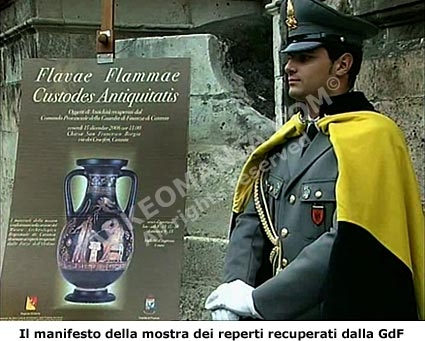 A Catania la mostra dei reperti recuperati dalla Guardia di Finanza. Mostra archeologica dal titolo: Il museo ritrovato di Catania