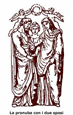 Il matrimonio romano: la pronuba con i due sposi