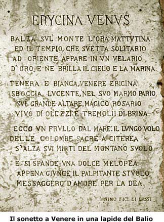 Nino Fici Li Bassi: il sonetto a Venere ericina in una lapide del Balio 